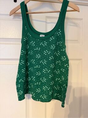 Splendid Green Floral Knit Tank Top